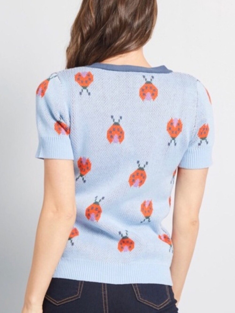 💲⬇️Retro Ladybug Button Front Cardigan🪞 - Picture 8 of 11